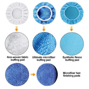 Harewu 17 Pcs Polishing Pads Kit,3 Inch Sponge Buffing Pads,Buffer for Car Detailing, Polishing Wheel for Drill,Car Buffer Polisher Kit Drill Buffing Kit for Car Polishing, Waxing, Sealing Glaze