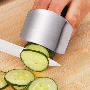 Coufce 4 Pcs Stainless Steel Finger Guards, Finger Protectors Cutting, Slicing, Dicing, Chopping Vegetables Kitchen Tool Knife Shields Guards Avoid Hurting