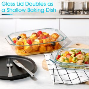 NUTRIUPS 1.4QT Small Glass Casserole Dish With Glass Lid, (8.5×6.1in) Tempered Glass, Glass Casserole Dish for Oven，Rectangular Casserole Dish with Lid