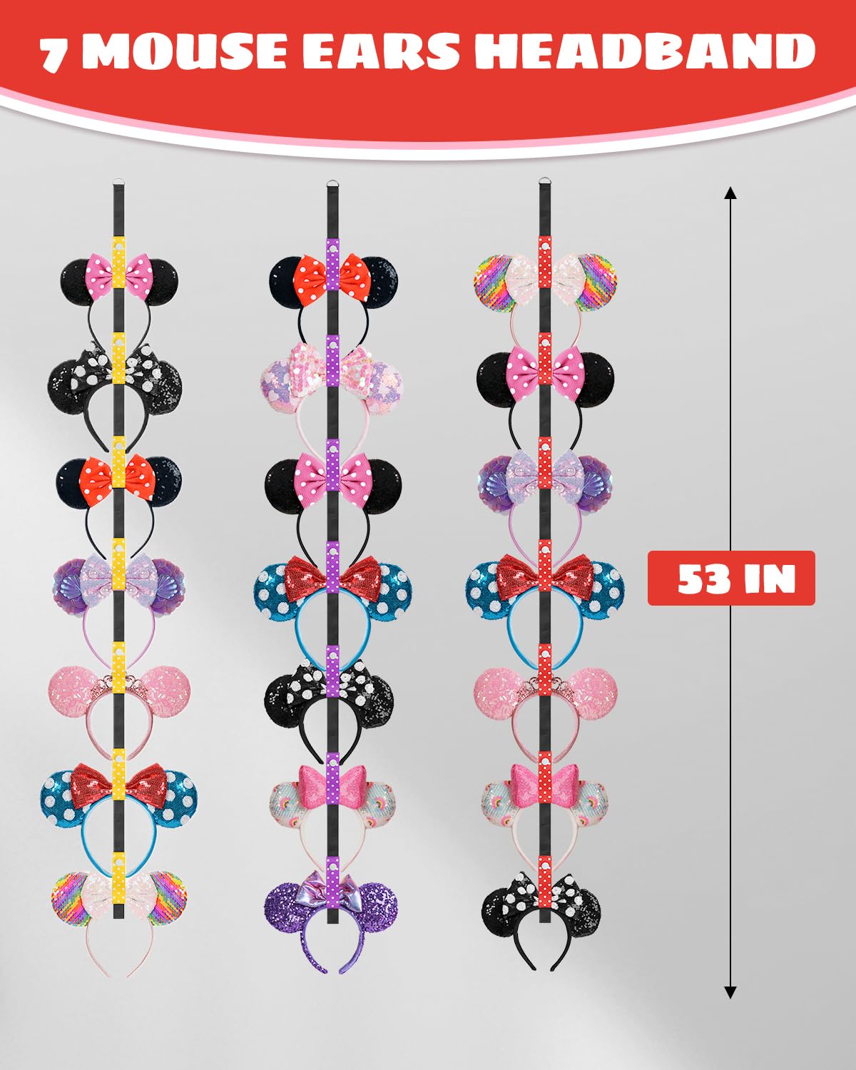 Gocasmus 3Pcs Ear Headband Holders - Wall Mounted Organizers for Displaying Mickey Mouse Ear