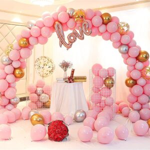 Balloon Arch Stand,10 Feet W x 9 Feet H Adjustable Balloon Arch Kit with Base,Balloon Clip,Balloon Strip,Tie Tool,Balloon Arch Frame for Ceremony,Wedding Birthday Party Baby Shower Decoration