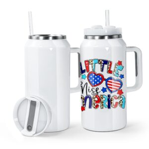 agh 60 oz sublimation tumbler with handle and straw 2 pack reusable insulated travel mugs,stainless steel vacuum insulated mug,keeps ice cold for 24 hours,dishwasher safe