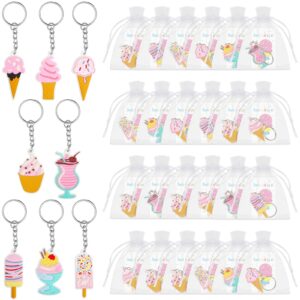 sasylvia 24 set ice cream party gifts ice cream party favors cute ice cream christmas keychain thanks tag organza bag themed party supplies for birthday party favors supplies appreciation gifts