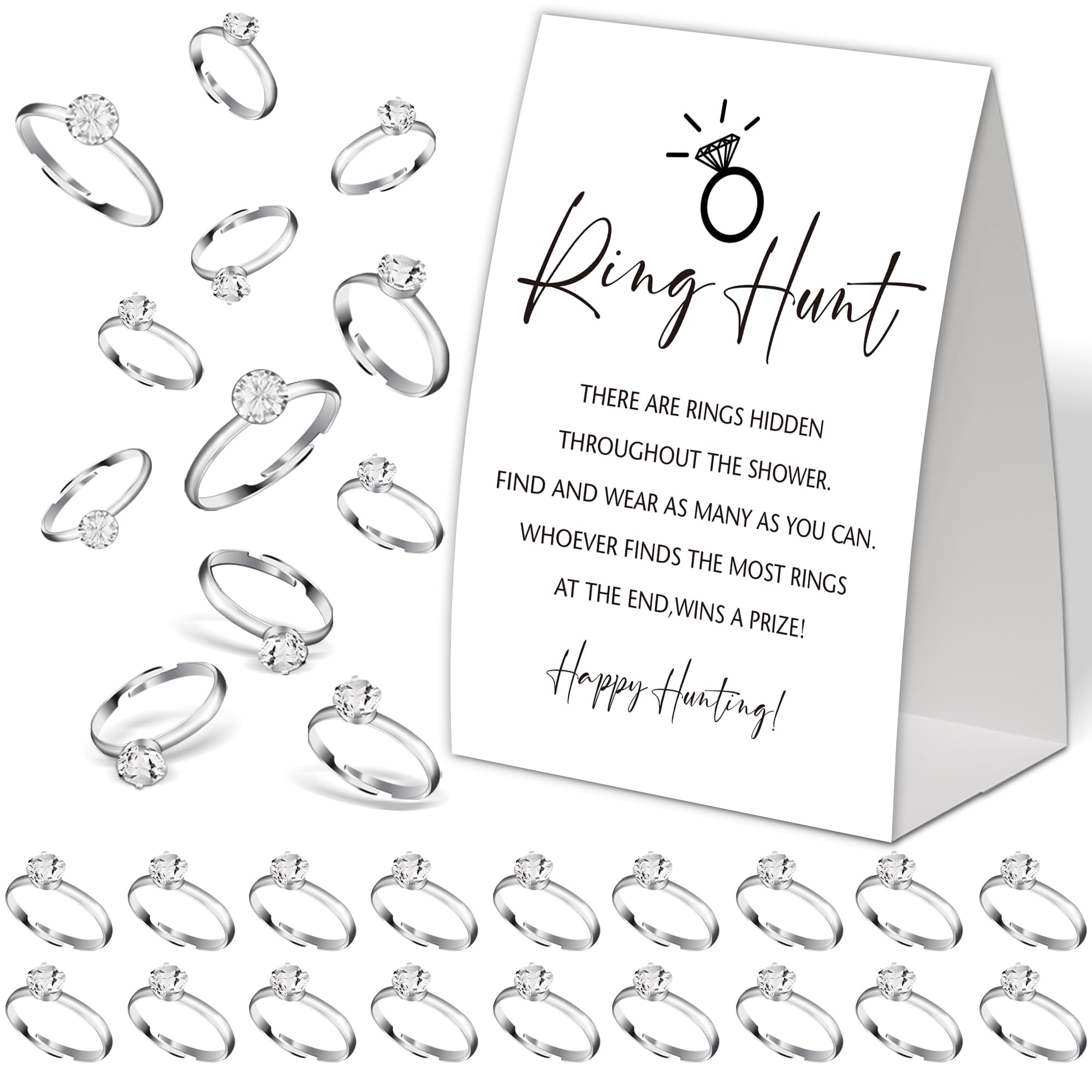 Bridal Shower Games Ring Hunt,Minimalist Bridal Shower Decorations,Popular Bridal Shower Game,Engagement Party Games,Bridal Shower Favors,Plastic Rings for Bridal Shower Game(J5)