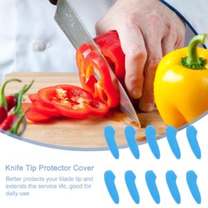 uxcell 100Pcs Blade Knife Tip Protector Cover Plastic Knife Guard Sleeves Knife Blade Tip Sleeves Cover for Kitchen, Blue