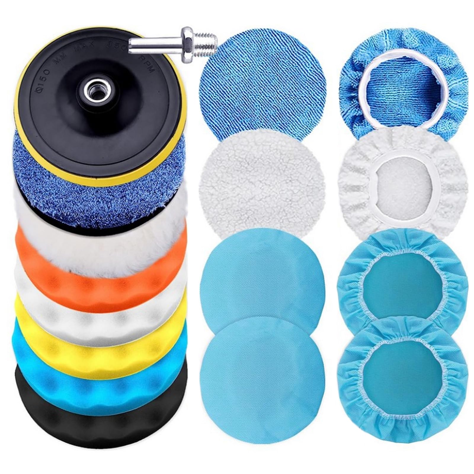 Harewu 17 Pcs Polishing Pads Kit,3 Inch Sponge Buffing Pads,Buffer for Car Detailing, Polishing Wheel for Drill,Car Buffer Polisher Kit Drill Buffing Kit for Car Polishing, Waxing, Sealing Glaze