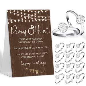 the ring hunt game, rustic bridal shower games with rings-one sign and 30 rings, bridal shower and wedding shower games for guests, engagement party game, bridal shower decorations-ls5