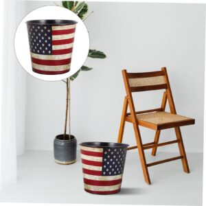 FONDOTIN American Flag Bathroom Trash Can Flag Waste Basket Bedroom Living Room Stylish Design