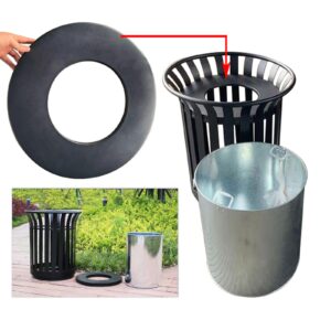 Anxeit Outdoor Metal Slatted Trash Receptacle,Waste Receptacle，Commercial Trash Cans,Zone Round Garbage Bin,Square Hotel Street Patio Indoor Metal Stan (Large - Black)