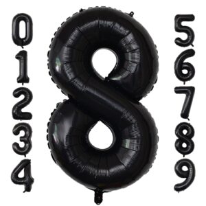 40 inch giant black number balloons, helium mylar foil number balloons for birthday, number 8 balloon for party celebration decorations graduations anniversary baby shower photo shoot