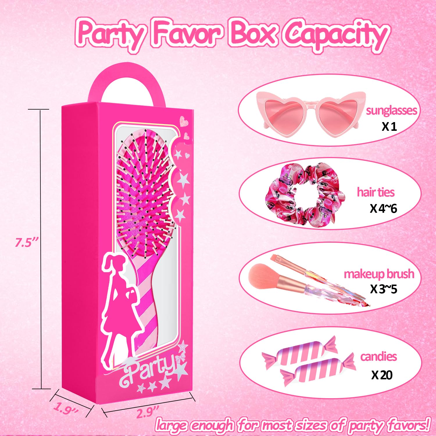 XIAMOOR 12 Pack Hot Pink Girl Party Favor Boxes Princess Theme Party Favors Bag Hot Pink Gift Box Goodie Bag Candy Treat Boxes Pink Birthday Bachelorette Party Decorations Supplies For Girls Women