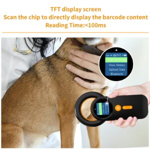 Bluetooth Pet Microchip Reader,Alacrity 3-in-1(2.4GHz Wireless+Bluetooth+USB) Animal Universal Microchip Tag Reader Scanner with 1.44” TFT Screen,800mA*H Rechargeable Battery,240 Pieces Data Storage