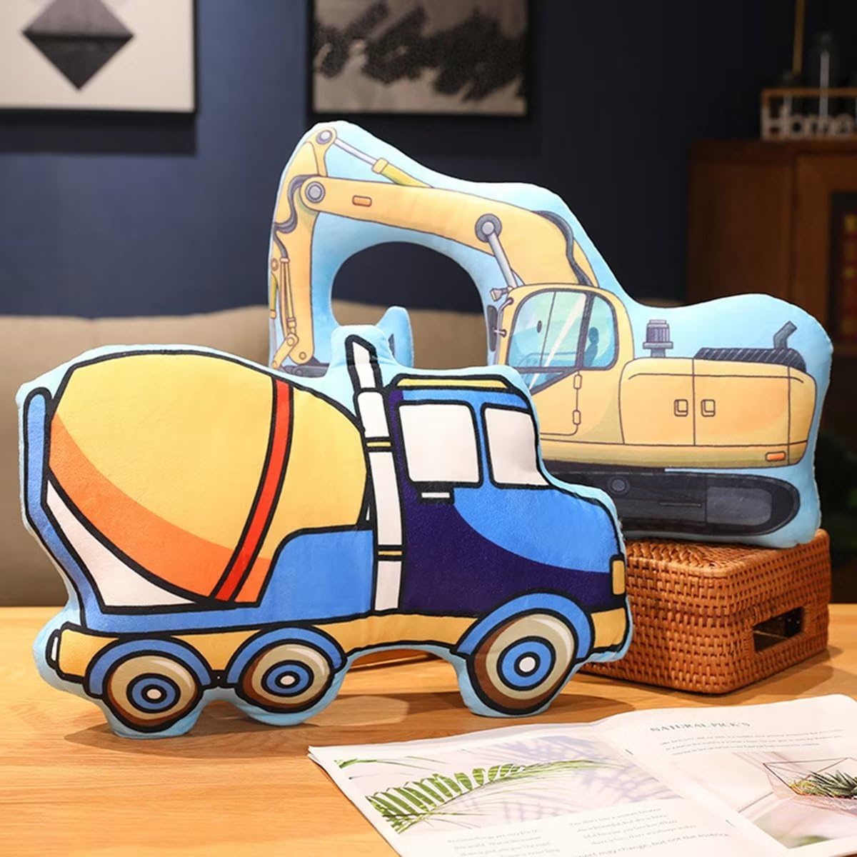 XItbyja 3D Vehicle Shaped Pillow Truck Stuffed Animal Stuffed Car Truck Plush Pillow Cute Car Plush Pillow Decorative Throw Pillows Cushion for Bed Sofa Car Couch Decor Agitator Truck