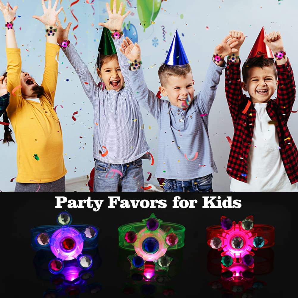 Party Favors for Kids 4-8 8-12, 32Pack LED Light Up Fidget Spinner Bracelets Goodie Bag Glow in The Dark Party Supplies Treasure Box Prizes Birthday Stocking Stuffers for Boys Girls