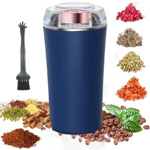 Electric Herb Grinder 200W Powerful Fast Grinding for Dry Spices Flower Buds with Brush, Easy On/Off One-Touch Push Button Powder Grinder Perfect For Herbs, Spices, Nuts, Grains and Coffee Beans