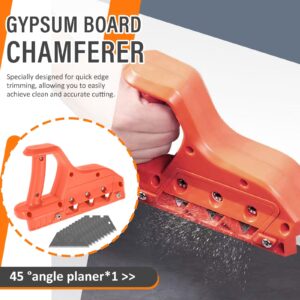 Plasterboard Fast Cutter, Precise 45° 60° Gypsum Board Chamferer with 10 Blades, Plastic Plasterboard Edger, Drywall Edge Hand Cutting Tool, Woodworking Hand Plane Tool for Drywall Chamfer (45°)