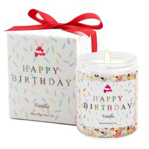 happy birthday candle - birthday gifts for women, best friend birthday gifts ideas, natural soy wax vanilla scented candles