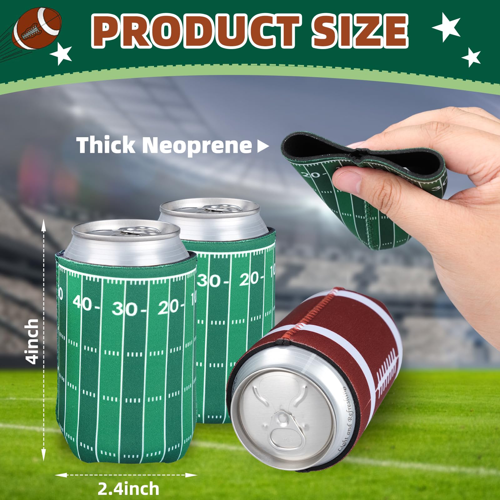 LFZHAN Football Party Decorations,12 Pcs Can Sleeves Neoprene Insulator For Super Bowl Game Day Decorations And Gifts