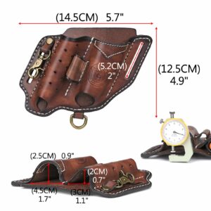 Tourbon Leather Multitool Sheath for Belt Compact EDC Pouch Pocket Organizer for Men with Flashlight Holster Pen Holder & Keychain Clip