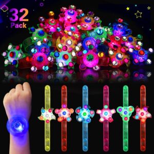 party favors for kids 4-8 8-12, 32pack led light up fidget spinner bracelets goodie bag glow in the dark party supplies treasure box prizes birthday stocking stuffers for boys girls