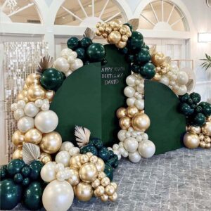 emerald green balloon garland double stuffed dark green white pearl balloon forest green ivory gold balloon arch kit for birthday wedding anniversary graduation christmas party decoration