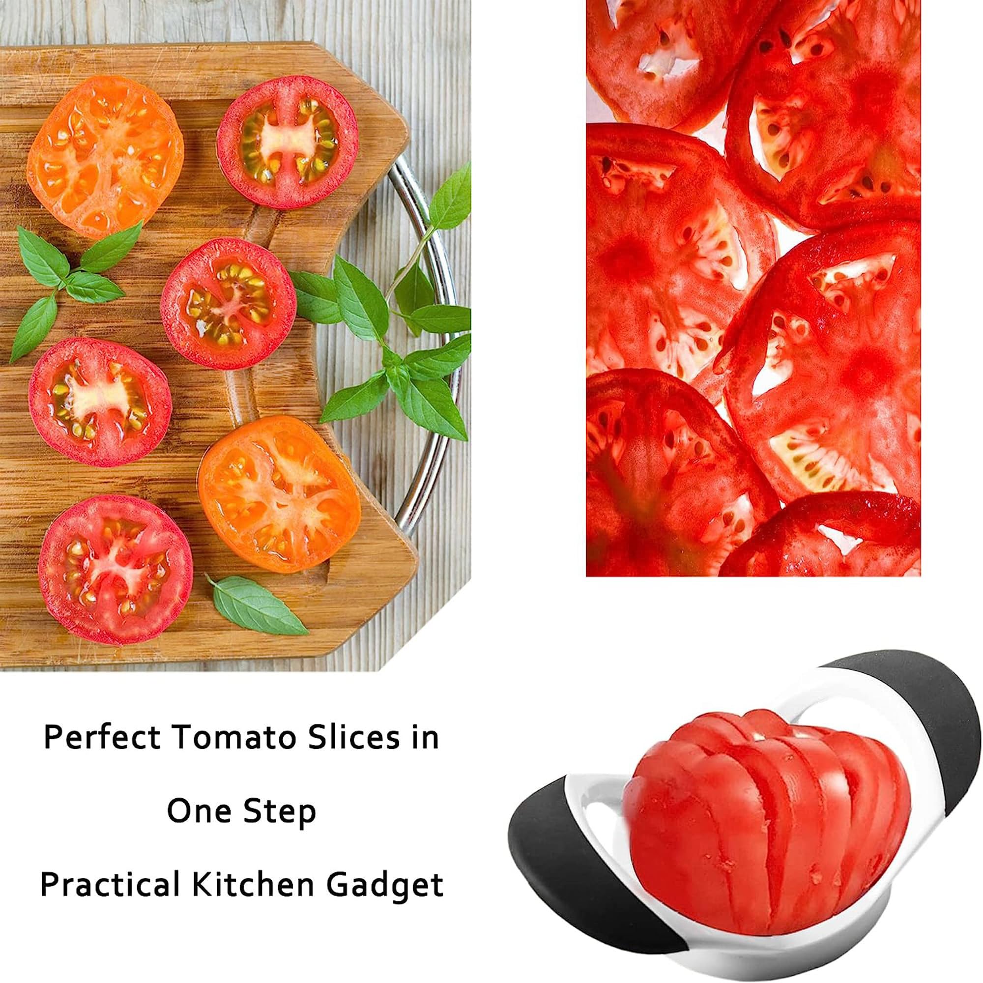 PCTC Tomato Slicer, Stainless steel tomato slicer, Vegetable Slicer,10 Sharp Blades Tomato Slicer Tool, Easy Grip Handle Lightnweight Kitchen Tool, Time-Saving Tomato Cutter