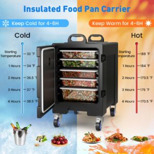 ARLIME Hot Box Food Warmer 81 QT, Front-Loading Insulated Food Pan Carrier for 5 Full-Size Pans, Food-Grade LLDPE Material, Hot Boxes with Wheels for Catering for Canteen and Restaurant Use, Black