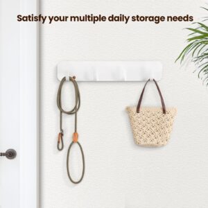 Lucundm Key Holder for Wall, Self Adhesive Plastic Key Rack Wall Mount, 4 Hooks Versatile Organizer for Home Office Decor, 10.5”L x 1.37”W x 1.96”H