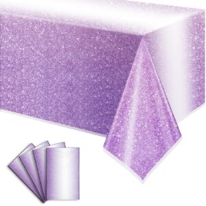 babudeer 4 pack gradient purple plastic tablecloth, 54 x 108 inch disposable pastel table cloths for rectangle tables, sprinkle dot lavender table covers for birthday wedding theme party decoration