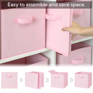 GRANNY SAYS Cube Storage Bins, 11 Inch Storage Cube Organizer, Collapsible Fabric Storage Cubes with Handle, Closet Baskets for Organization, Shelf Basket for Shelves, Pink, 6-Pack