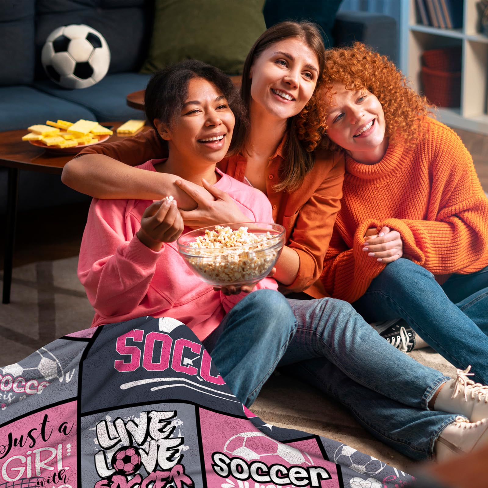 Soccer Gifts for Girls, Soccer Blanket for Girls, Christmas Soccer Gifts for Teen Girls, Gifts for Soccer Lovers, Gifts for Soccer Players Girls, Soccer Stuff for Girls, Soccer Team Gifts 60"x50"