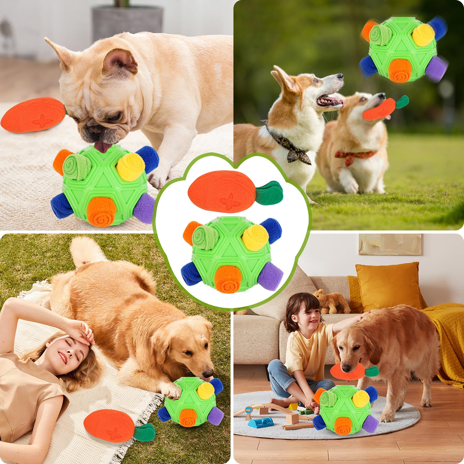 TWOPER Dog Toys Interactive Snuffle Ball and Puzzle Toy for Any Size Dogs, Encourages Natural Foraging Skills, Slow Feeding Dog Enrichment Toys for Training and Stress Relief, Machine Washable