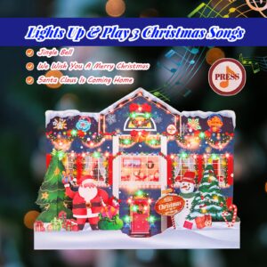 MZD8391 3D Pop Up Christmas Cards with Music & Lights, Animated Christmas Gift Card, Playing 3 Christmas Songs with 3 Matching Lights Blinking Modes (Envelope Included)