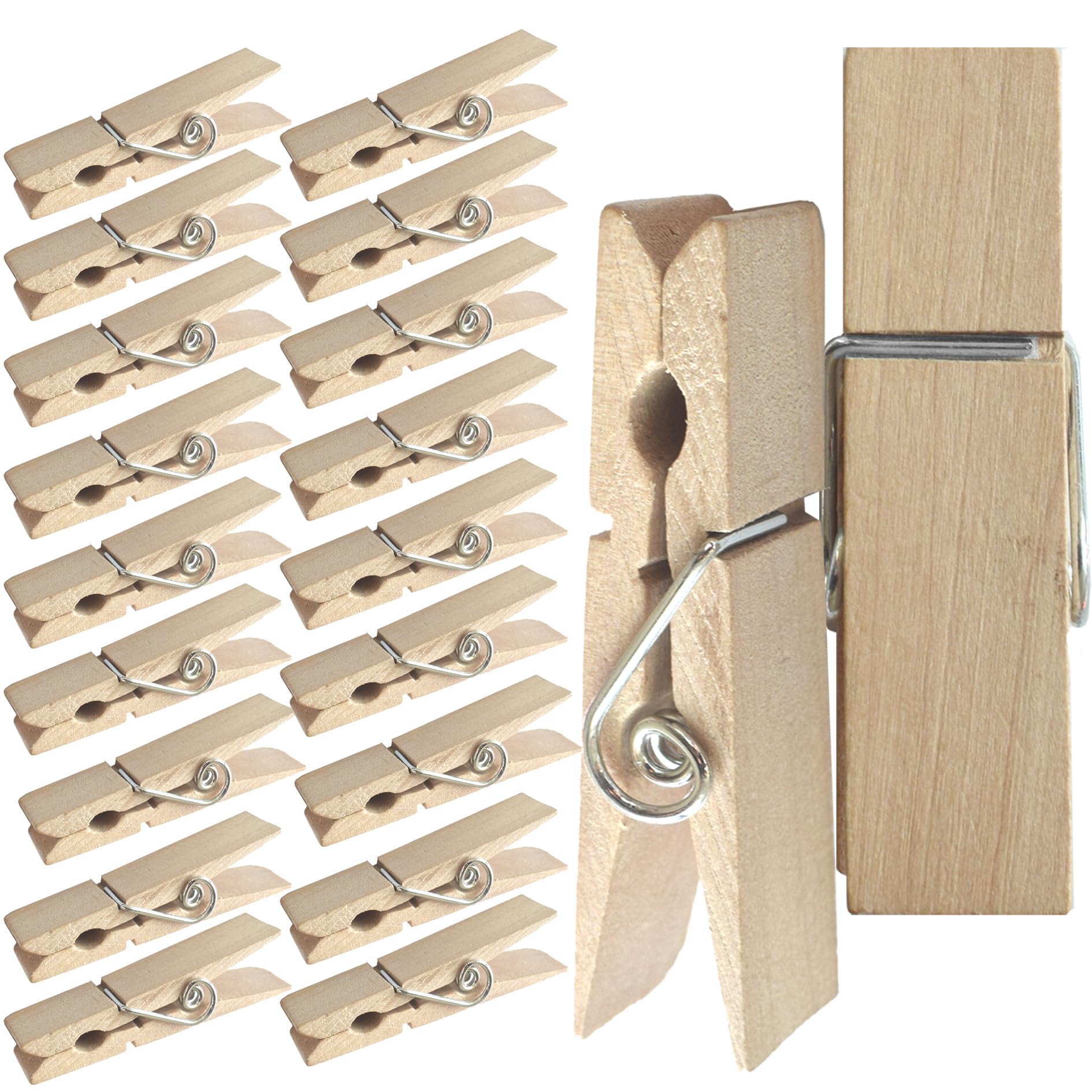 Large Wooden Clothespins Set 20PCS 2.83inch Heavy Duty Clothes Pins for Hanging Laundry Clothes Towels Outside School Classroom Photos Art Crafts Pictures (20)