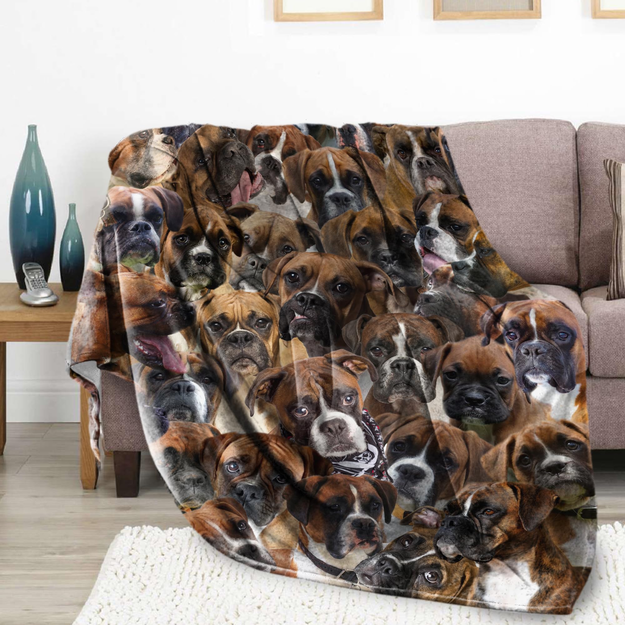 Boxer Dog Blanket,Boxer Gifts for Dog Lovers,Boxer Dog Flannel Blanket Throws for Dog Mom Dad,Soft Warm Blankets for Sofa Bed Home Decor,Gifts for Kid Teens Girls Boys Halloween Christmas,50" x 60"