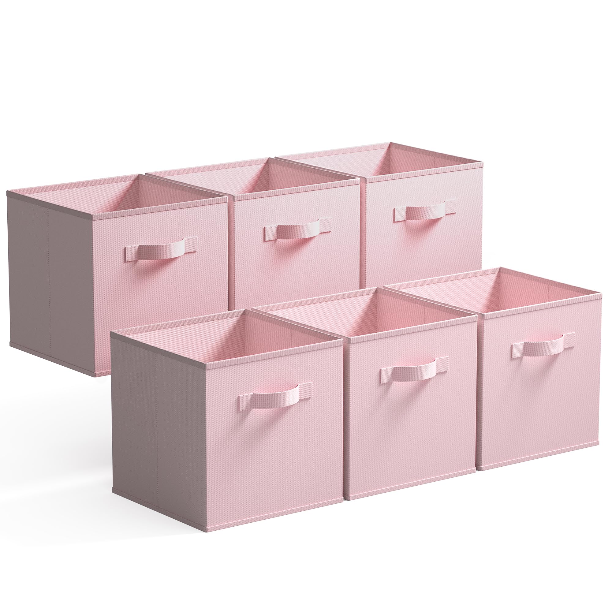 GRANNY SAYS Cube Storage Bins, 11 Inch Storage Cube Organizer, Collapsible Fabric Storage Cubes with Handle, Closet Baskets for Organization, Shelf Basket for Shelves, Pink, 6-Pack