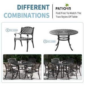 PATIO-IN 4 Pieces Patio Chairs Set of 4 All Weather Outdoor Bistro Chairs with Armrest, Cast Aluminum Metal Dining Chair Set of 4 for Outdoor Furniture Outside Garden Deck 4, Black 1