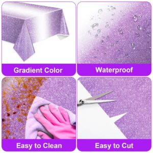 Babudeer 4 Pack Gradient Purple Plastic Tablecloth, 54 x 108 Inch Disposable Pastel Table Cloths for Rectangle Tables, Sprinkle Dot Lavender Table Covers for Birthday Wedding Theme Party Decoration