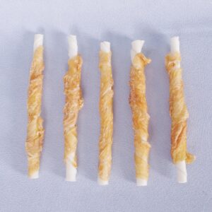 FOURPAW Dog Treats Chicken Wrapped White Rawhide Sticks, 5inch Long Lasting Dog Chew Treats, Strong The Jaws and Clean The Teeth, 8oz.