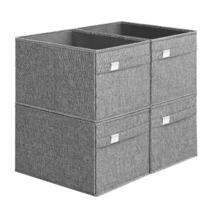 songmics storage baskets, set of 4 extra large storage bins for organizing, 30l, 15.7 x 11.8 x 9.8 inches, fabric storage cubes for shelves, easy to clean, foldable, 2 handles, dove gray urob240g04