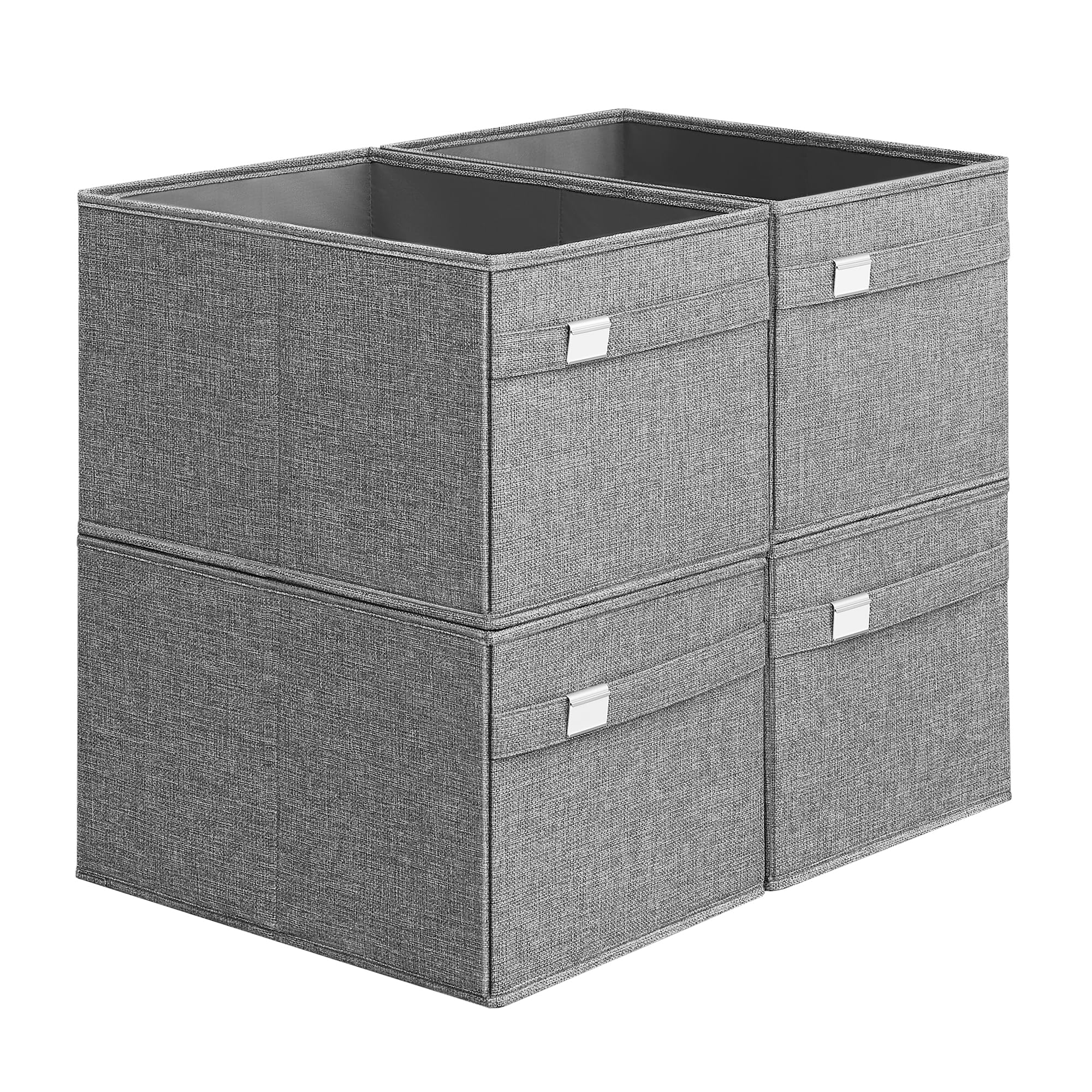 SONGMICS Storage Baskets, Set of 4 Extra Large Storage Bins for Organizing, 30L, 15.7 x 11.8 x 9.8 Inches, Fabric Storage Cubes for Shelves, Easy to Clean, Foldable, 2 Handles, Dove Gray UROB240G04