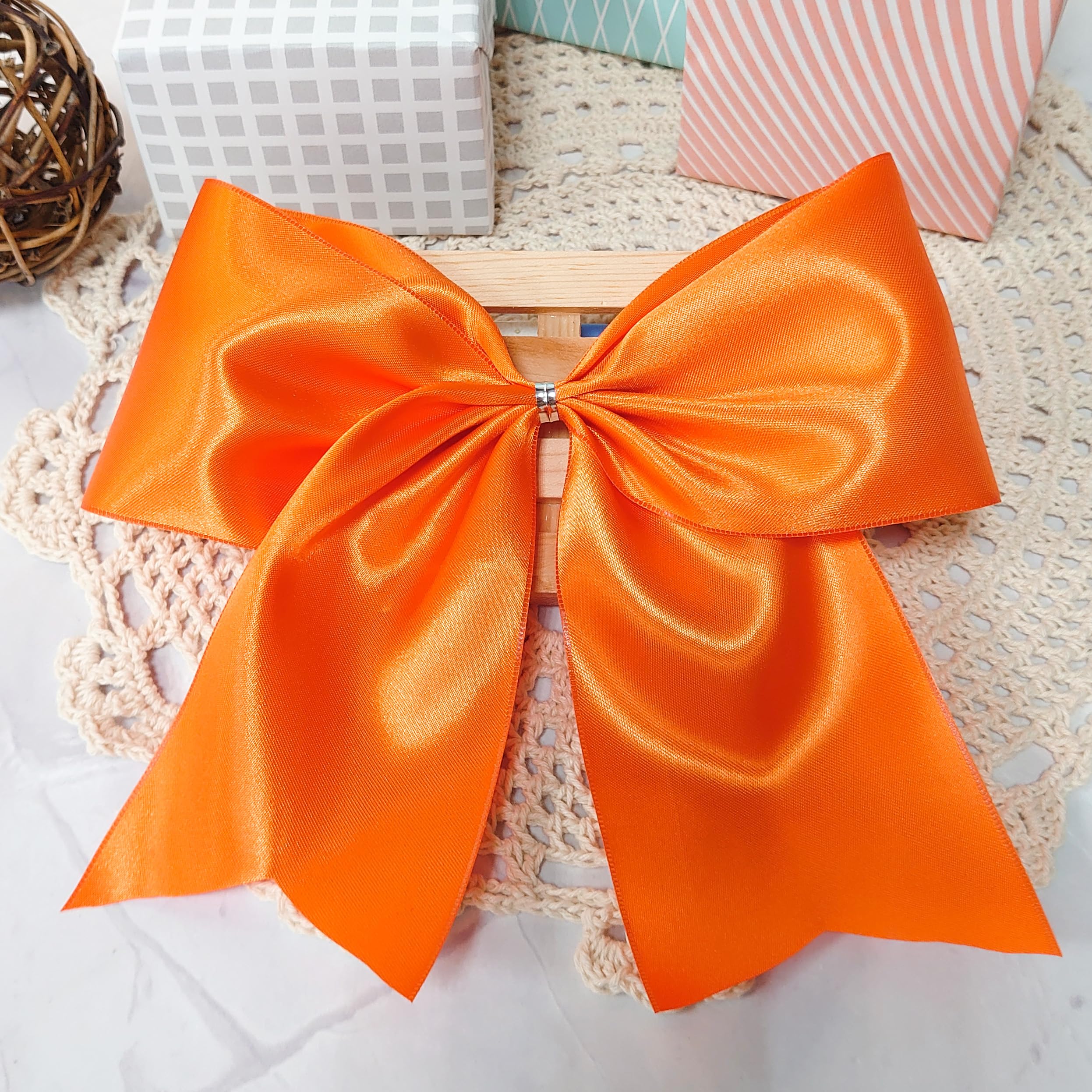 CT CRAFT LLC Double Face Satin Solid Ribbon 3 Inch x 25 Yards Orange for Christmas Home Decor Wedding Bouquet Gift Wrapping DIY Crafts Hair Bow Scrapbook Invitation Card