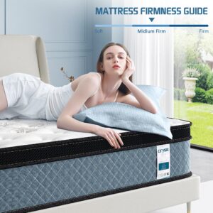 Crystli King Mattress 14 Inch, King Size Mattress in a Box Memory Foam King Mattress Hybrid Design with Pocket Springs Motion Isolation Pressure Relief Supportive King Bed Mattress