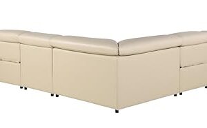 BlackJack Furniture Riccardo 8-Piece Italian Leather Sectional Sofa with 4 Power Reclining Couch Seats, USB & Wireless Chargers, Headrests, Lumbar Support, Cup Holder, and Console Storage, Beige