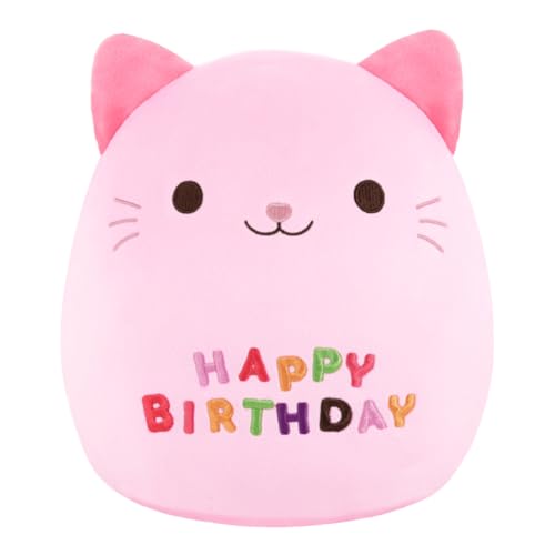 9.8 inch Cat Plush Birthday Plush Pillow, Pink Cute Cat Birthday Plush Toy, Birthday Party Decoration Birthday Gift for Kids (Pink Cat)