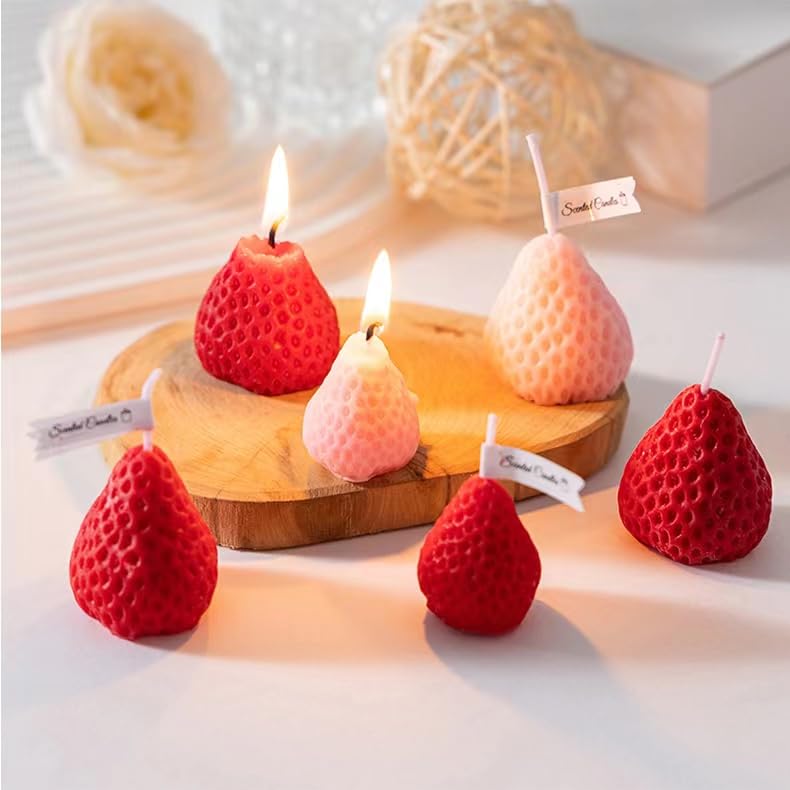 Strawberry Candle Gifts for Women 9pcs,Strawberry Decorative Candle,Soy Aromatherapy Candles for Home Scented Decoration, Cute Candle Set for Birthday Gifts Christmas Gift for Christian Friends