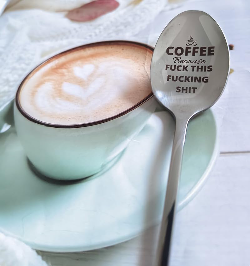 Christmas Birthday Gifts for Husband Wife Coffee Because Fuck This Fucking Shit Spoon for Boyfriend Girlfriend Coffee Tea Lover Gift for Couple Coffee Tea Gifts for Him Her