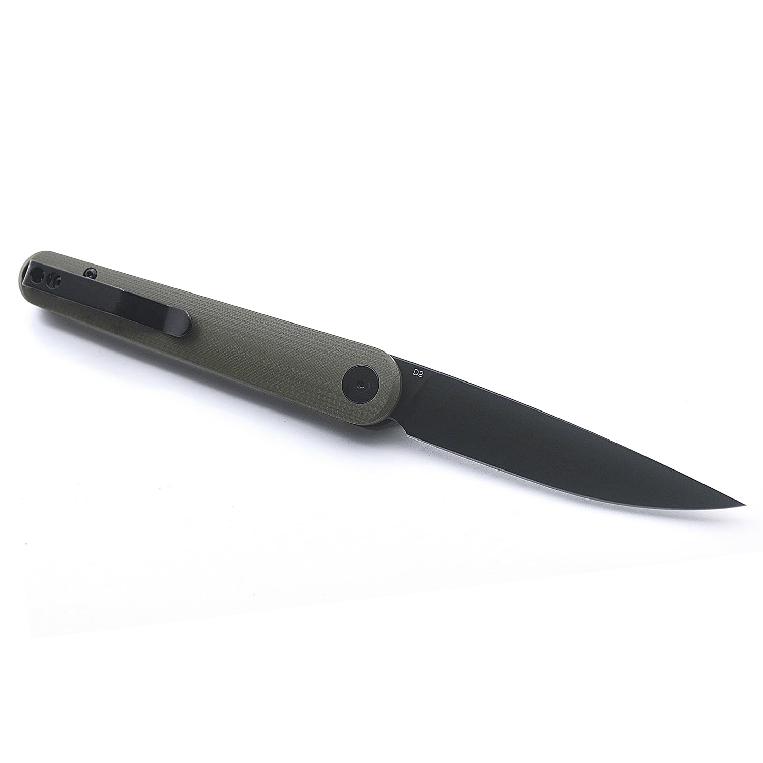 Warspear Terima Front Flipper Folding Knife 3.5" Black PVD D2 Blade Green G10 Handle Camping Pocket Knife With Deep Carry Clip Outdoor EDC WP901GN