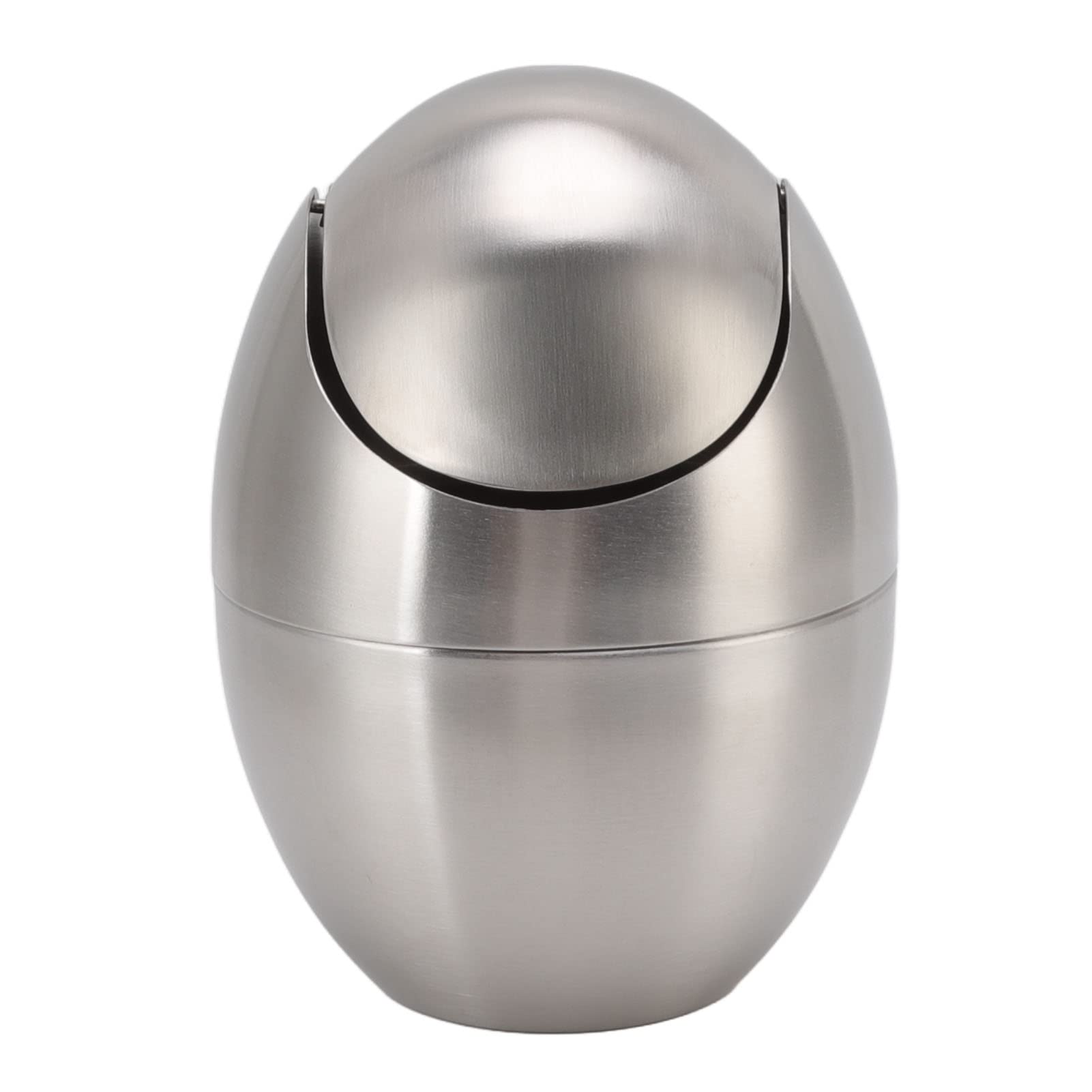 Mini Trash Can, Egg-Shaped Stainless Steel Countertop Garbage Bin, Mini Desk Can with Swing Lid for Office Desk, Coffee Table, Vanity Tabletop, Bedroom