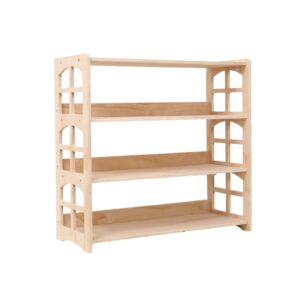 fdhuijia montessori bookshelf toy shelf kids storage organizer for toys book shelves for kids room sturdy and safe toddler wood classroom childrens bookcases(4tier)